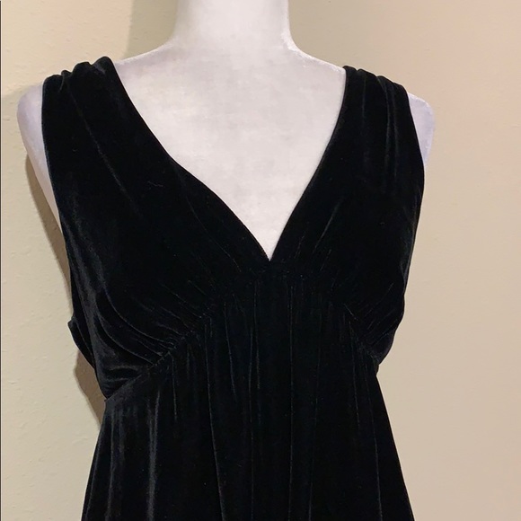 Vince Black Velvet Babydoll V Neck Empire Dress - Picture 3 of 8